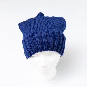 Men's Hand Knit Blue Peruvian Highland Wool Slouchy Hat